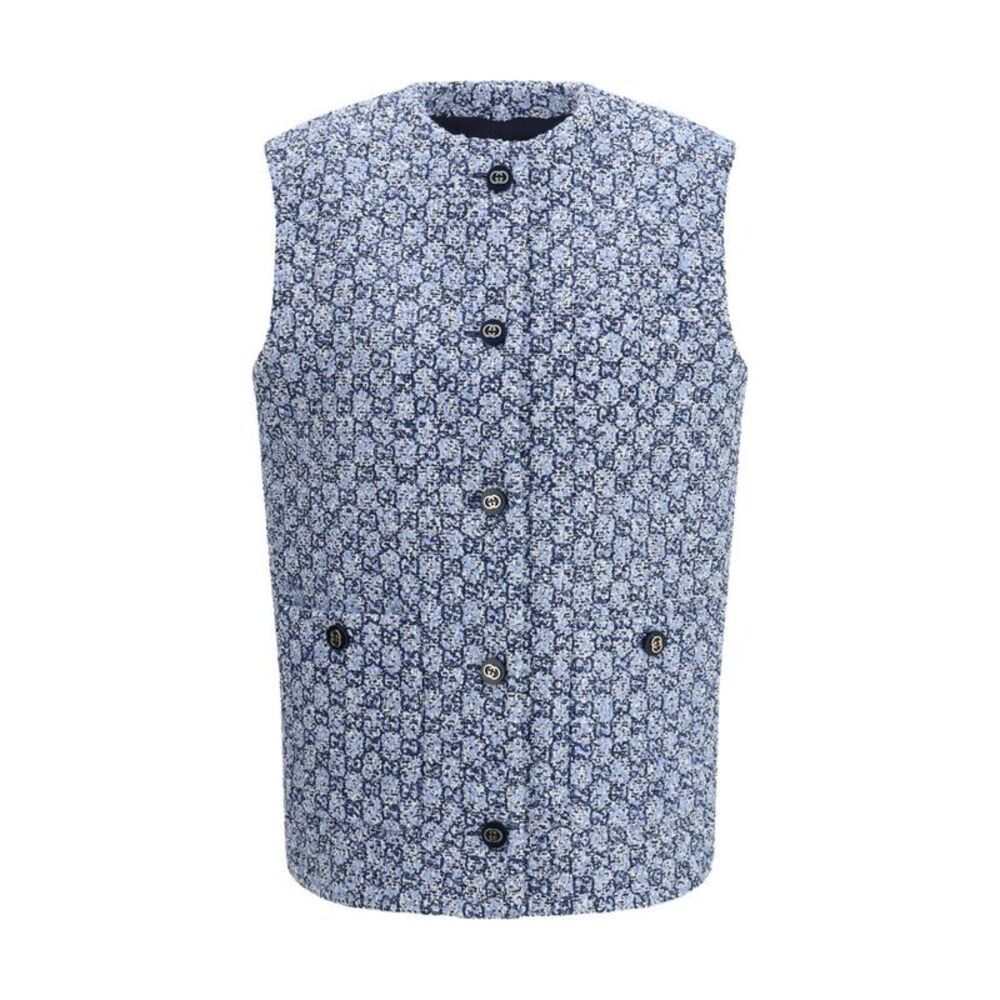 Gucci Blue Cotton Sleeveless Women's Jacket